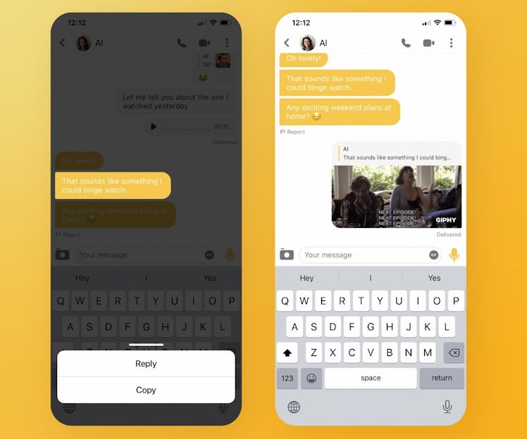Bumble's new virtual dating features include the ability to respond to specific messages one by one.