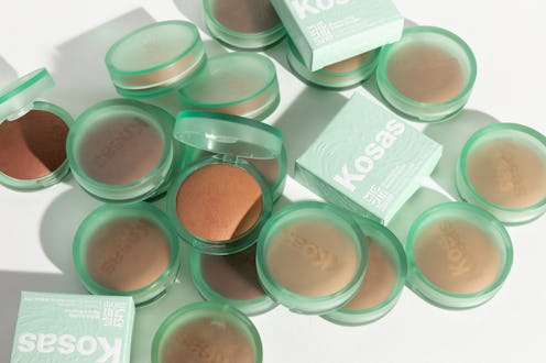 All three new shades of Kosas' Sun Show Moisturizing Baked Bronzer.