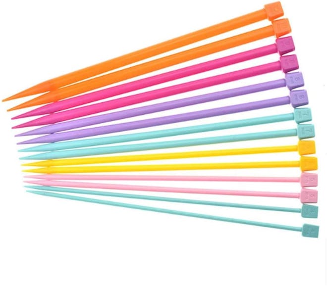 Katech 14-Piece Plastic Knitting Needles Set