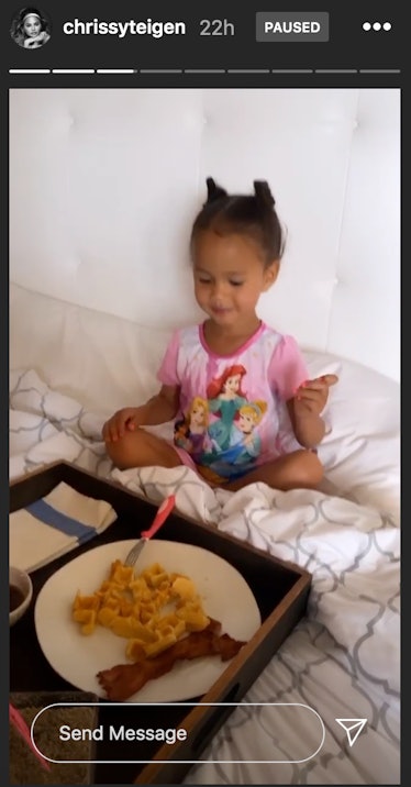 Chrissy Teigen celebrated her daughter's birthday with breakfast in bed and video messages recorded ...
