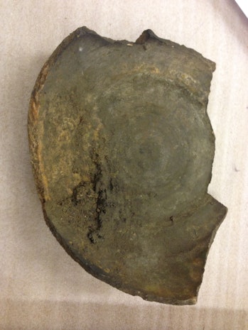 Remains of a chamberpot discovered in Surrey in the United Kingdom.
