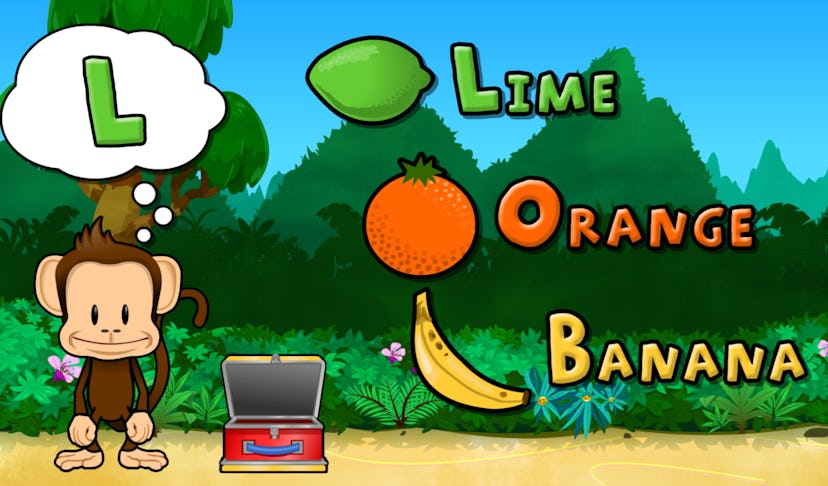 Screenshot of alphabet game in monkey preschool lunchbox 