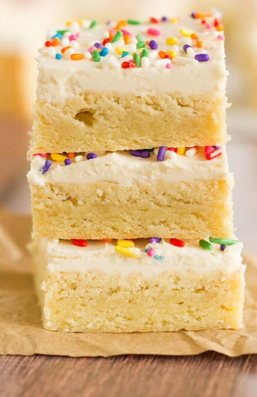 These frosted sugar cookie bars are the perfect thing to bake when you're out of milk.