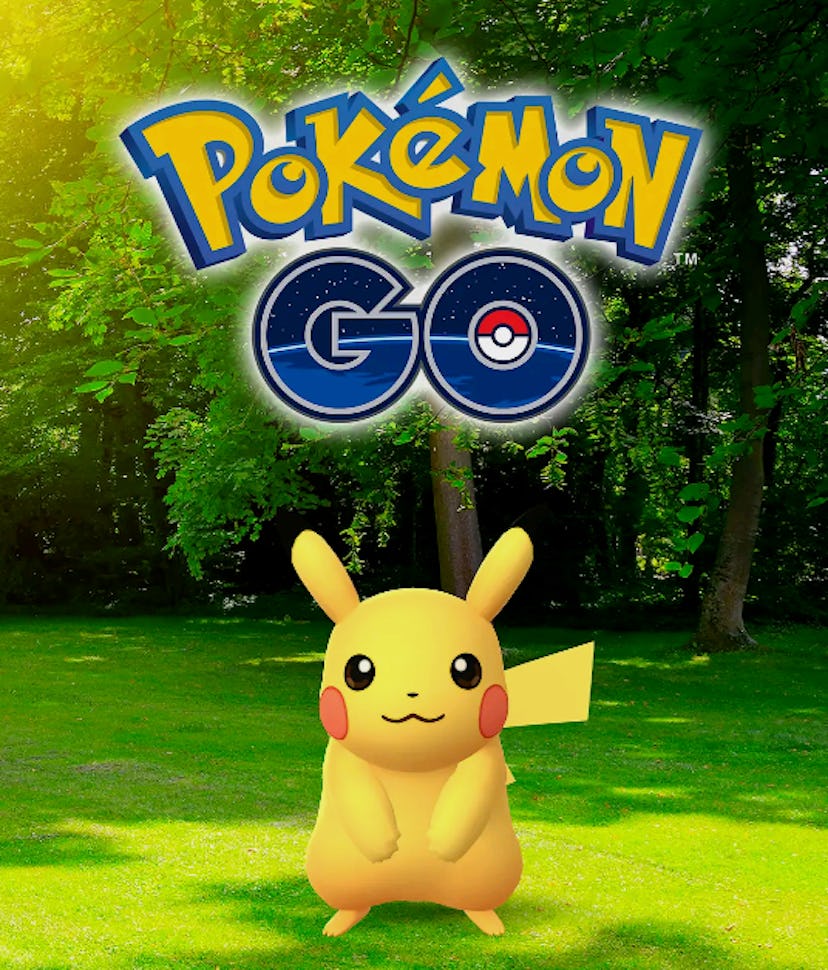 Photo of Pokemon Go logo with a pikachu below it