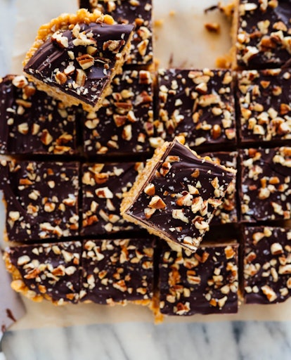 These chocolate peanut butter crispy bars are great to bake when you don't have milk.