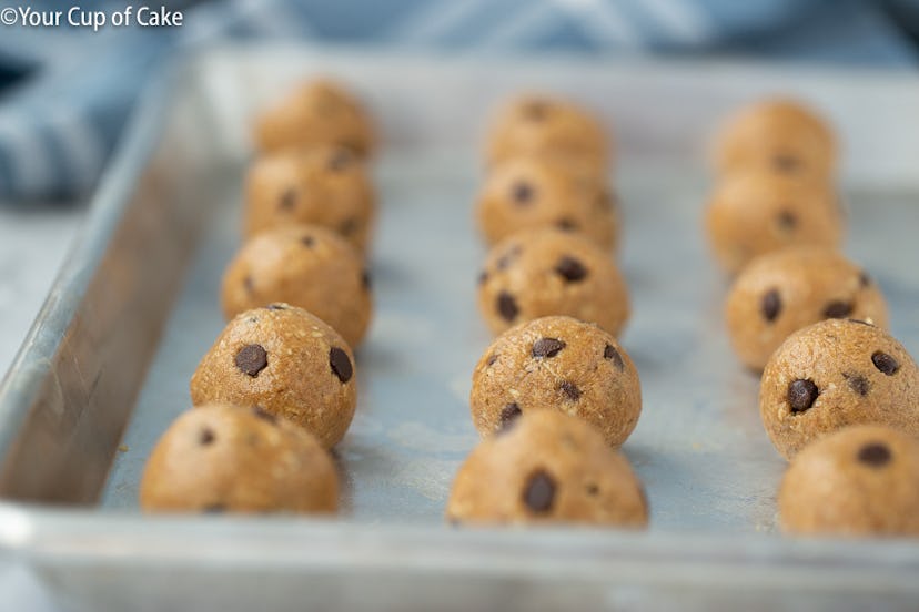 These peanut butter cookie dough protein bites are great to bake when you don't have milk.