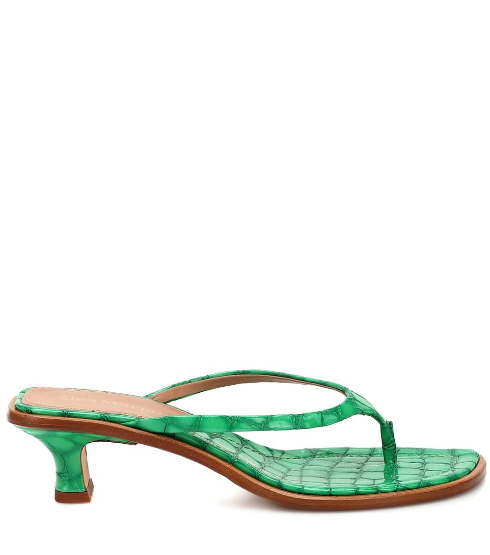 green thong sandals