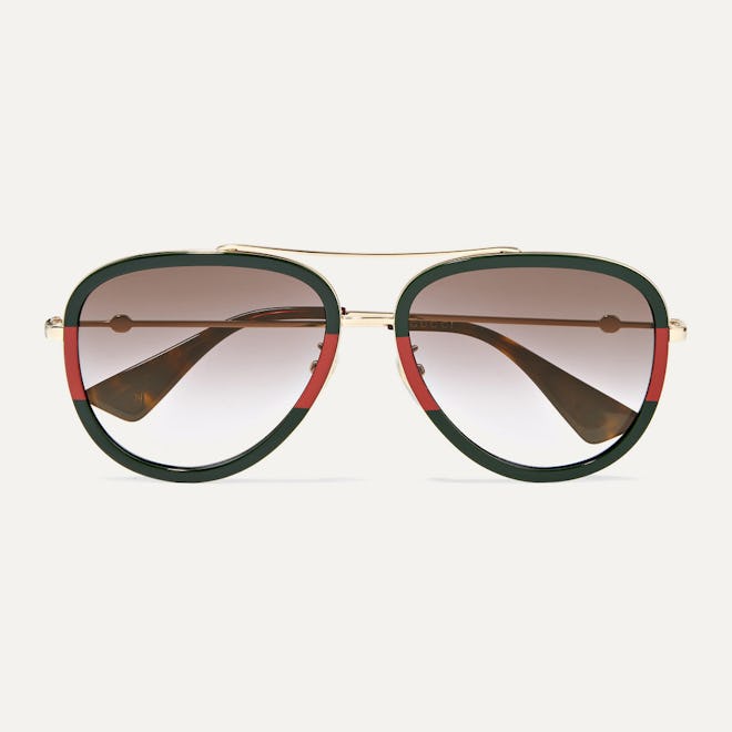 Gucci Pop Web Aviator-Style Acetate and Gold-Tone Sunglasses