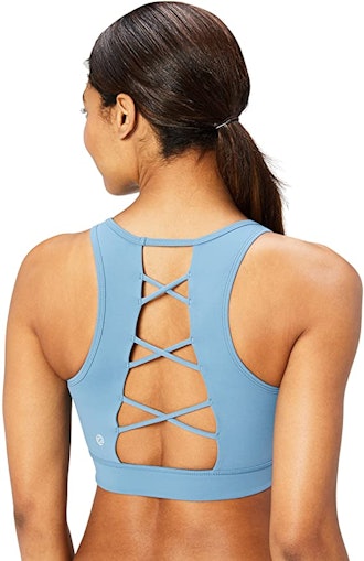 Core 10 Women's Lattice Strappy Back Longline Yoga Sports Bra