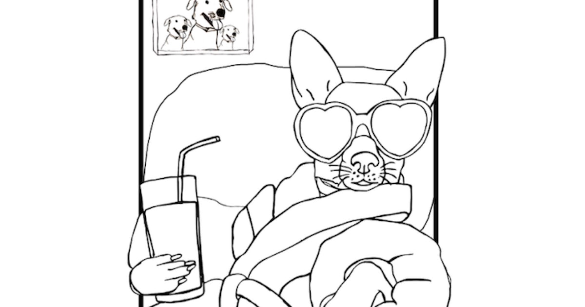 These Printable Coloring Sheets Of Pets Practicing Self Care