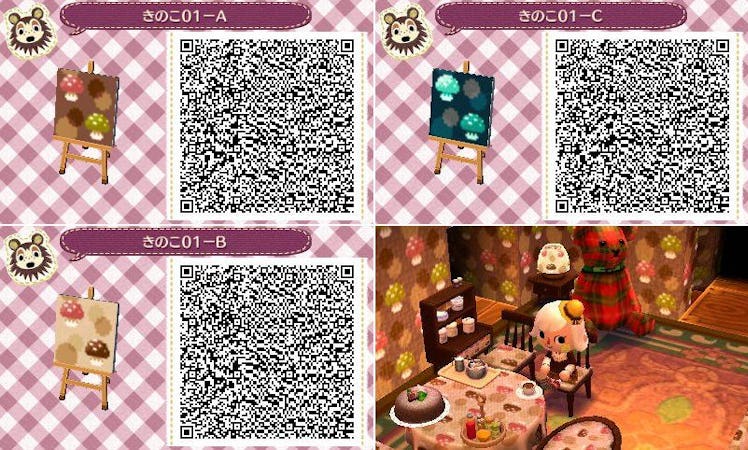 Mushroom wallpaper QR codes from "Animal Crossing"