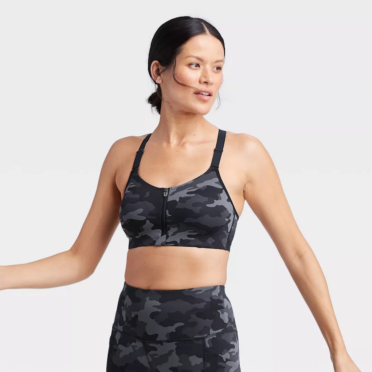 All In Motion Women's Camo Print High Support Zip Front Bra