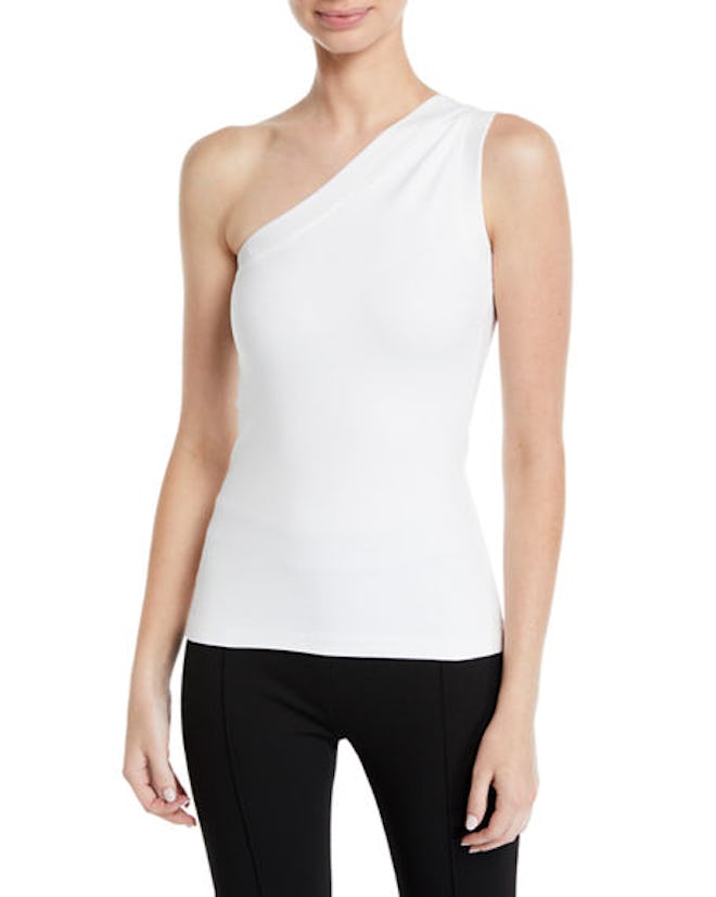 One-Shoulder Fitted Interlock Jersey Tank