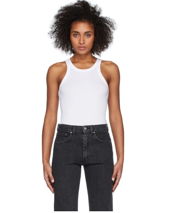 White Espera Rib Tank Top