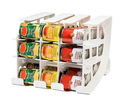 Canned food storage is key to pantry organization.