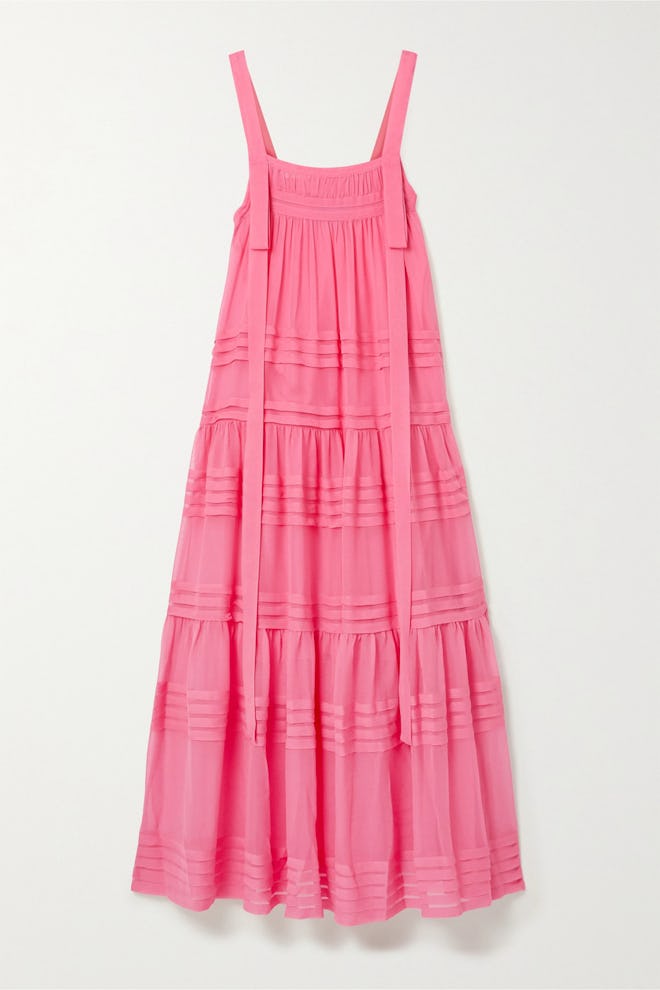 Lee Mathews Tiered Silk-Chiffon Maxi Dress