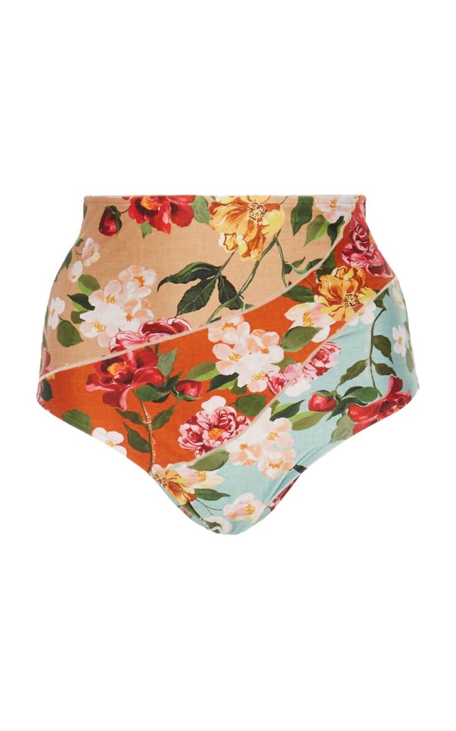 Floral-Print High-Rise Bikini Bottom