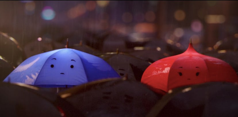 'The Blue Umbrella' sees two umbrellas fall in love.