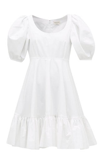Alexander McQueen Puff-Sleeve Cotton Mini Dress