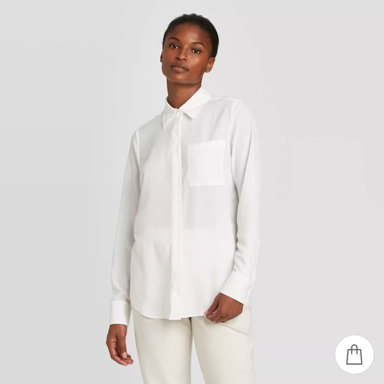 Prologue Long Sleeve Open-Front Button-Down Shirt