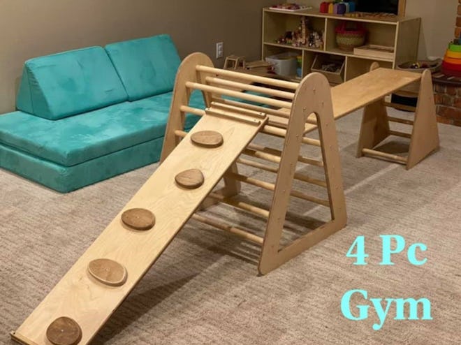 5 Pcs Gym - Climber - Bridge - Fort - Montessori Toy - Pikler- Open Ended Play - Parkour Gym