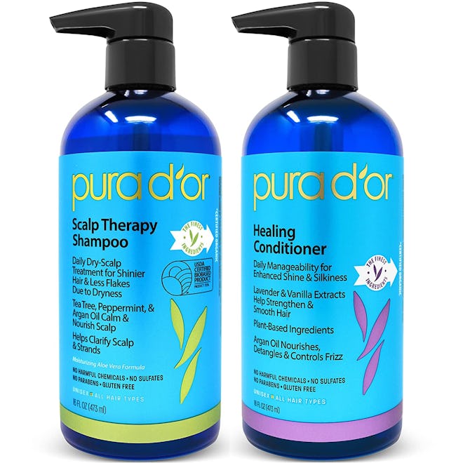 PURA D'OR Scalp Therapy Shampoo & Conditioner Set, 18 ounces