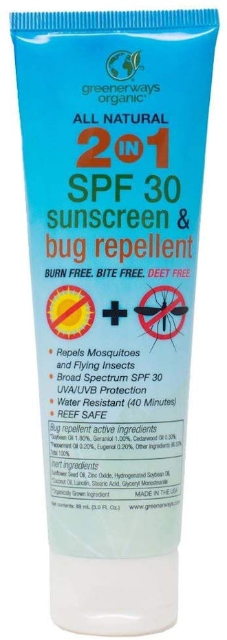 Greenerways Organic 2-in-1 All Natural SPF 30 Sunscreen & Bug Repellent (3 Ounces)