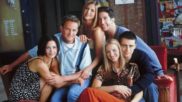 cast of friends on a couch