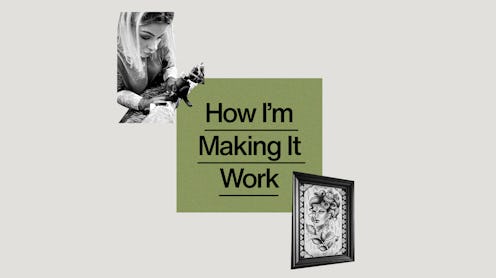 A collage photo with tattoo artist Chanelle Brewins and a text reading: 'How I'm making it work.'