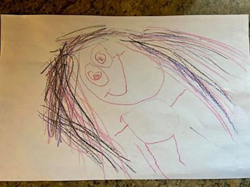 Child's drawing of a woman.