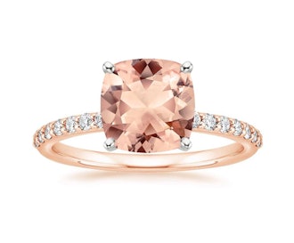 Morganite Petite Shared Prong Diamond Ring