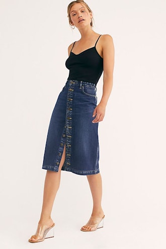 Lee High-Rise A-Line Midi Skirt