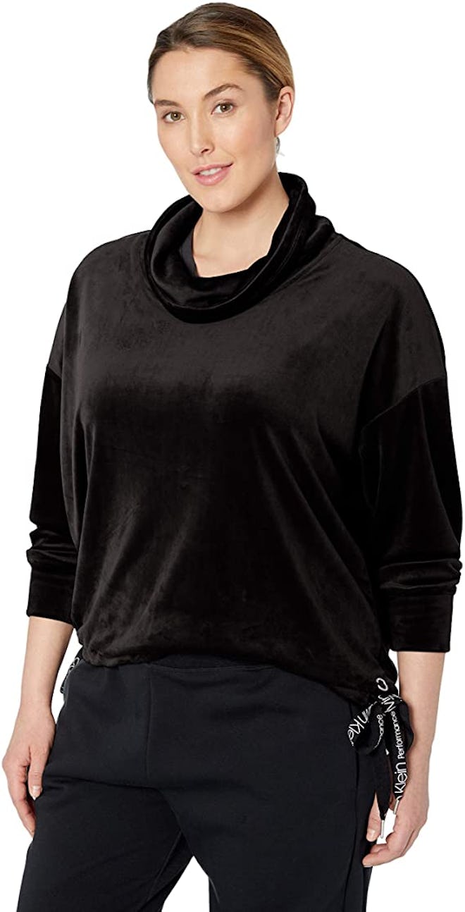 Calvin Klein Plus Size Bottom Tie Cowl Neck Pullover