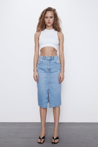 Zara Denim Midi Skirt