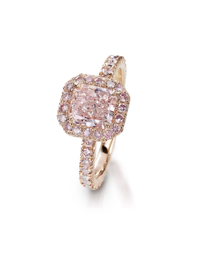 Radiant Cut Pink Diamond Engagement Ring