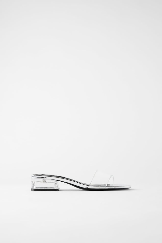 Silver Heeled Vinyl Sandals