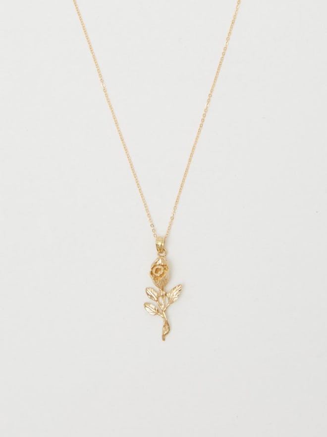 14K Gold Rose Necklace