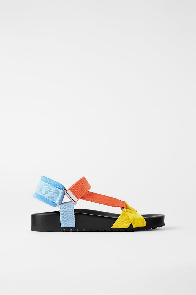 Multicolored Flat Slide Sandals