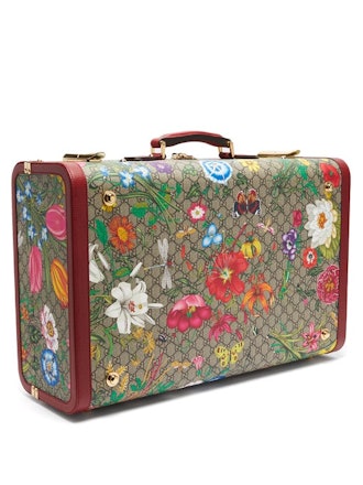 GG Flora Coated Canvas And Leather Suitcase
