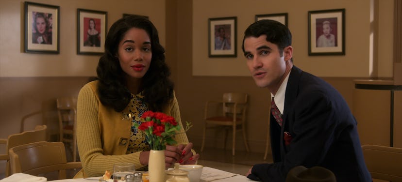 Laura Harrier as Camille Washington & Darren Criss as Raymond Ainsley in 'Hollywood' on Netflix