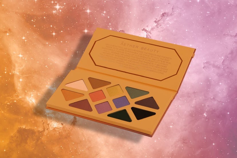 Shades and packaging for Aether Beauty's Joshua Tree Desert Matte Eyeshadow Palette.