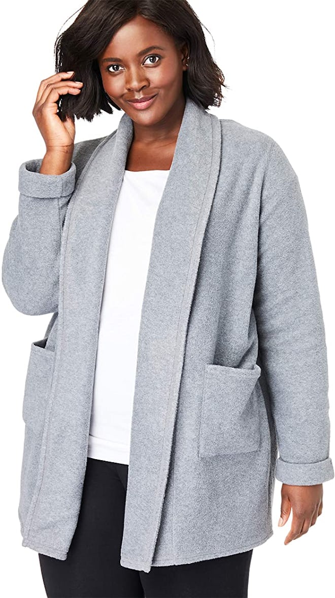 Woman Within Plus Size Microfleece Cardigan