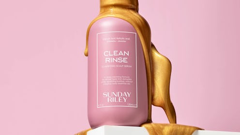 Formula and bottle of Sunday Riley Clean Rinse.