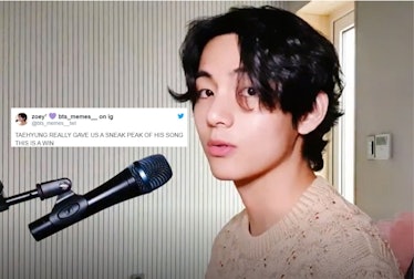 A screenshot from the video of BTS' V teasing a new solo song.