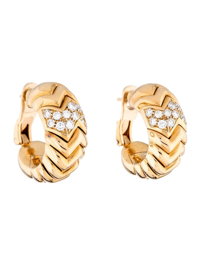 18K Diamond Spiga Hoop Earrings