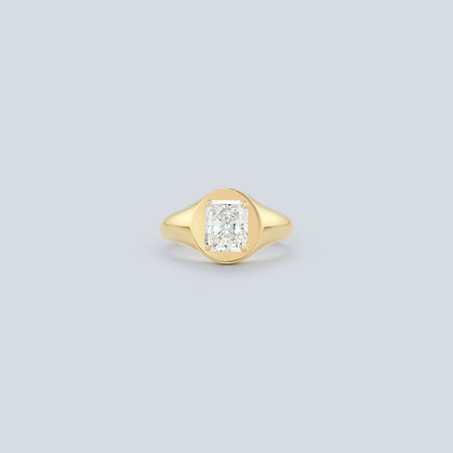 Bespoke Radiant Diamond Signet Engagement Ring