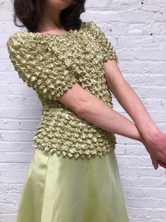 Vintage Pearly Green Popcorn Top