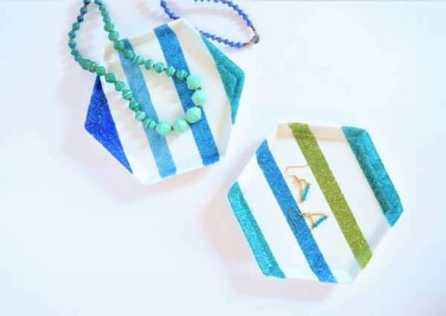 decoupage jewelry plates is an easy mother's day craft kids can make
