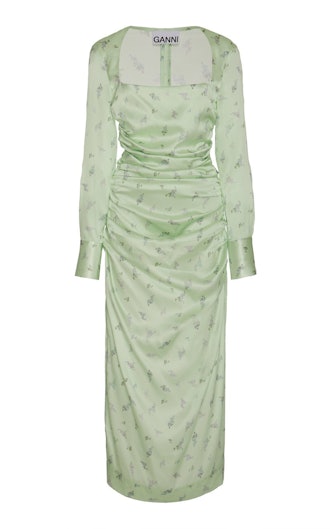 Floral-Print Silk-Blend Satin Midi Dress