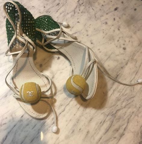 chanel tennis ball heels